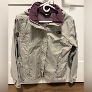 The North Face Women's Light Gray Utility Jacket with Plum Lining